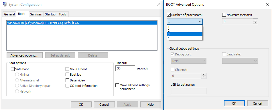 System configuration windows 10