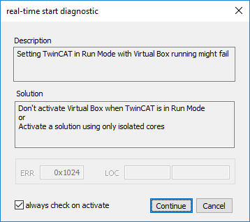 TwinCAT and VirtualBox start