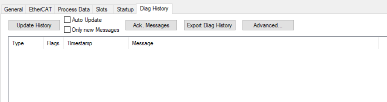 Diag history tab