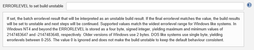 Jenkins error level to set build unstable
